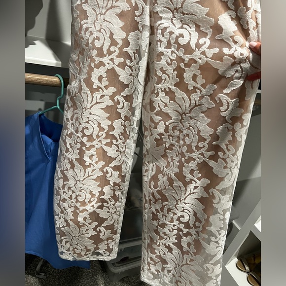 Lulus bridal white lace, wide leg jumpsuit - Picture 5 of 7